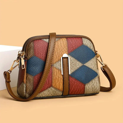 TrendAura Gail Crossbody Bag - Geometric Print Faux Leather for Chic Everyday Carry