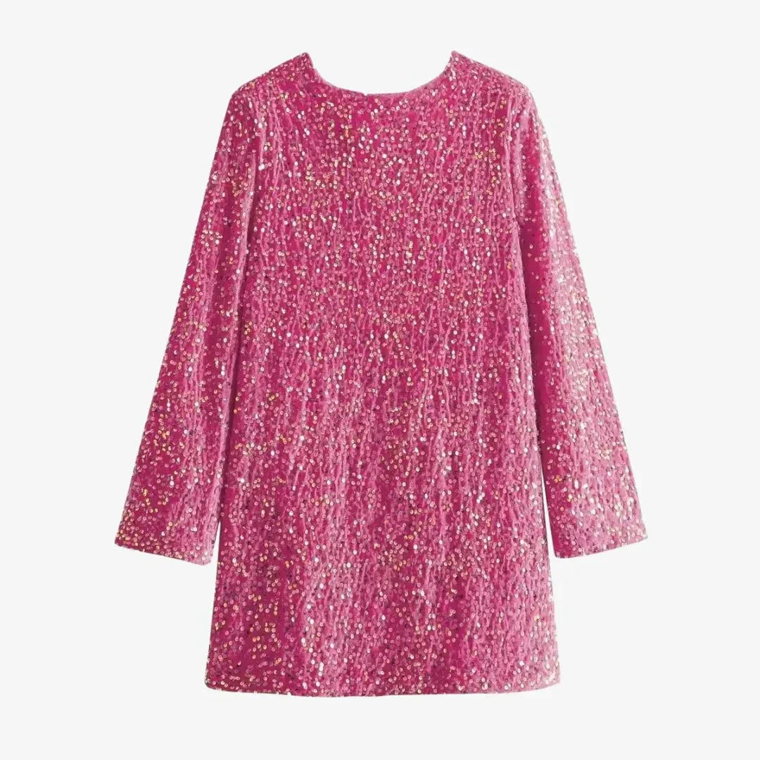 Luna Sequin Long Sleeve Mini Dress