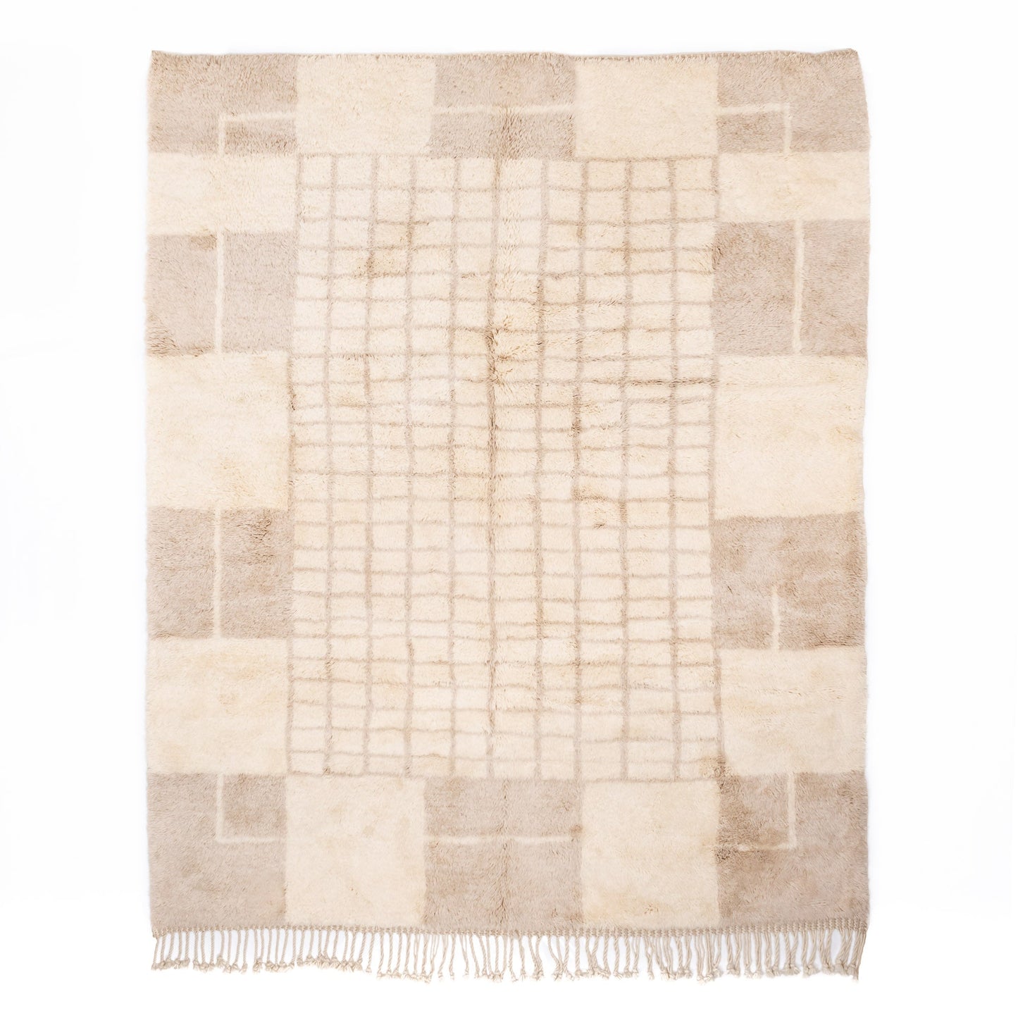 Silver Lattice - Luxury Shag Moroccan Rug - TrendAura
