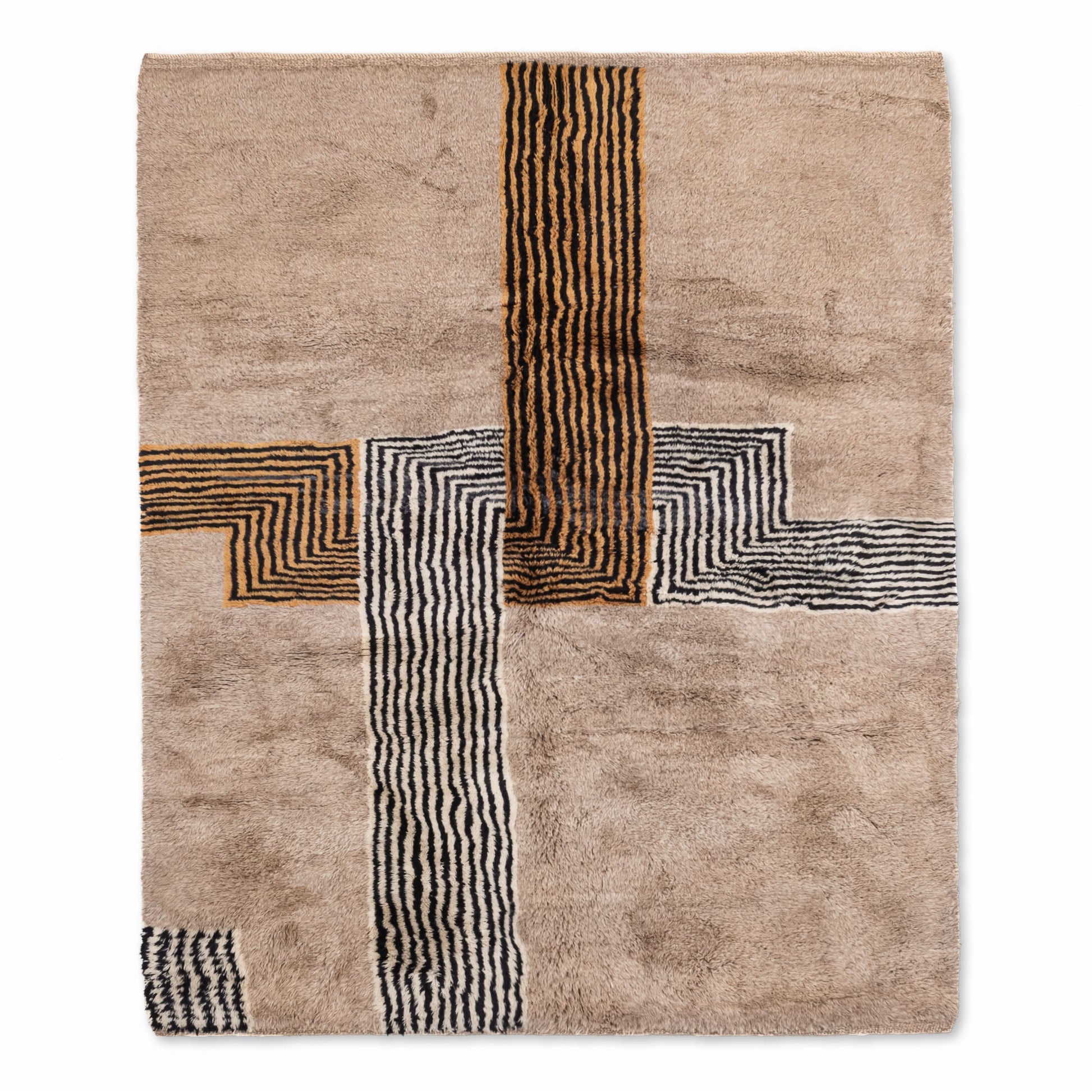 Crossing Lines - Luxury Shag Moroccan Rug - TrendAura