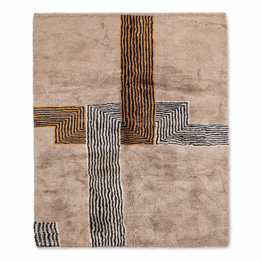 Crossing Lines - Luxury Shag Moroccan Rug - TrendAura