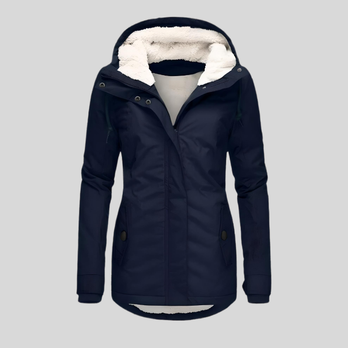 Warm winter jacket with hood for women