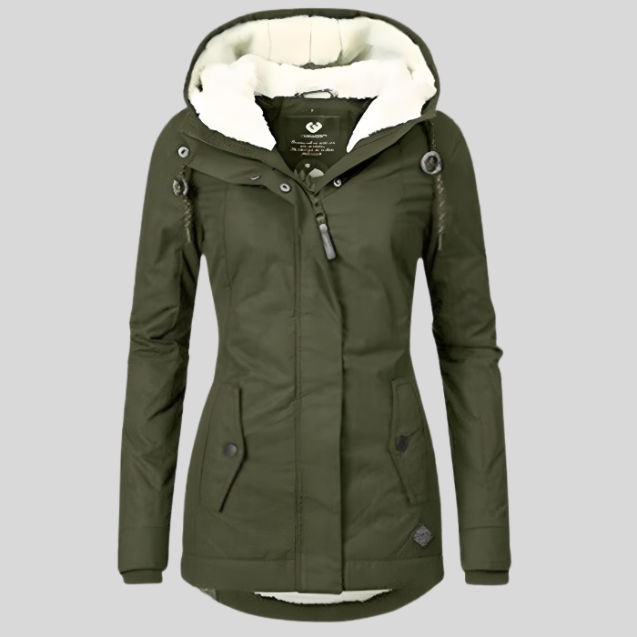 Long Hooded Winter Jacket With Lining And Waterproof Outer Layer For Cold Weather Outdoors