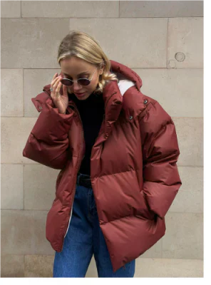 Malachie Women Winter Down Jacket Hooded Short Coat With Warm Lining And Oversized Fit