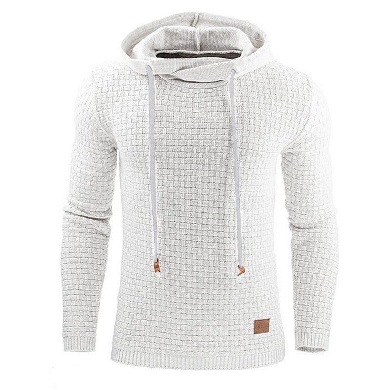 Mens Hooded Sweatshirt Slim Fit Waffle Knit With Ribbed Cuffs Casual Style By TrendAura