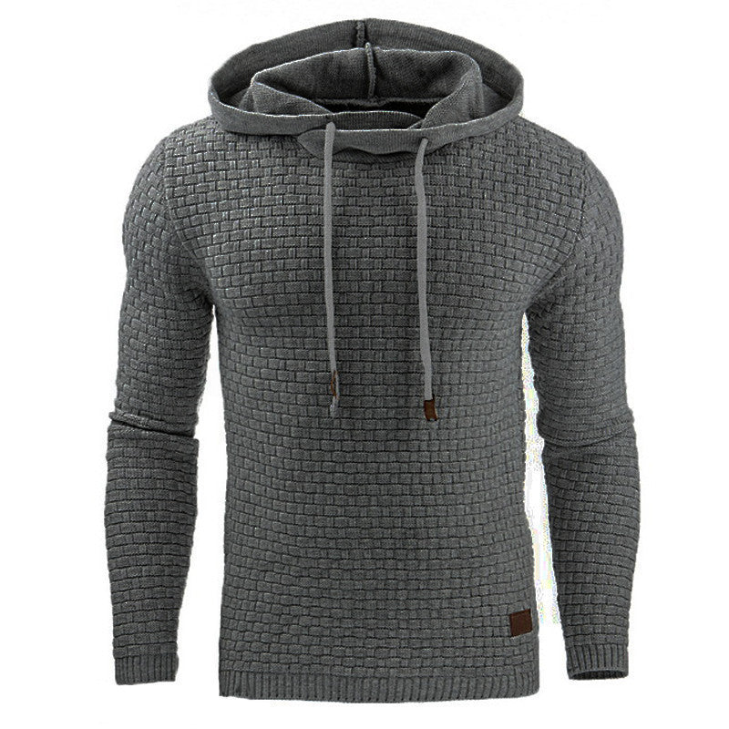 Mens Hooded Sweatshirt Slim Fit Waffle Knit With Ribbed Cuffs Casual Style By TrendAura