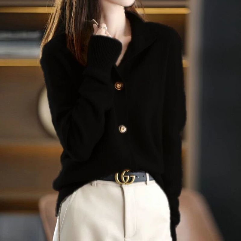 Sophie Soft Cashmere Cardigan For Everyday Luxury With Relaxed Fit For Women Walnut Buttons