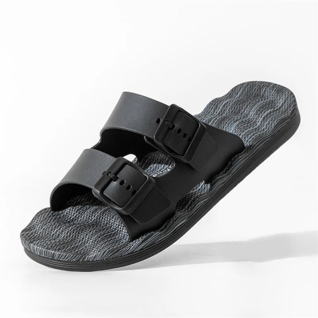 Malcom Coastwalk Sandals By TrendAura Dual Buckle Adjustable Straps Cushioned Textured Insole Ultra Lightweight Anti Slip