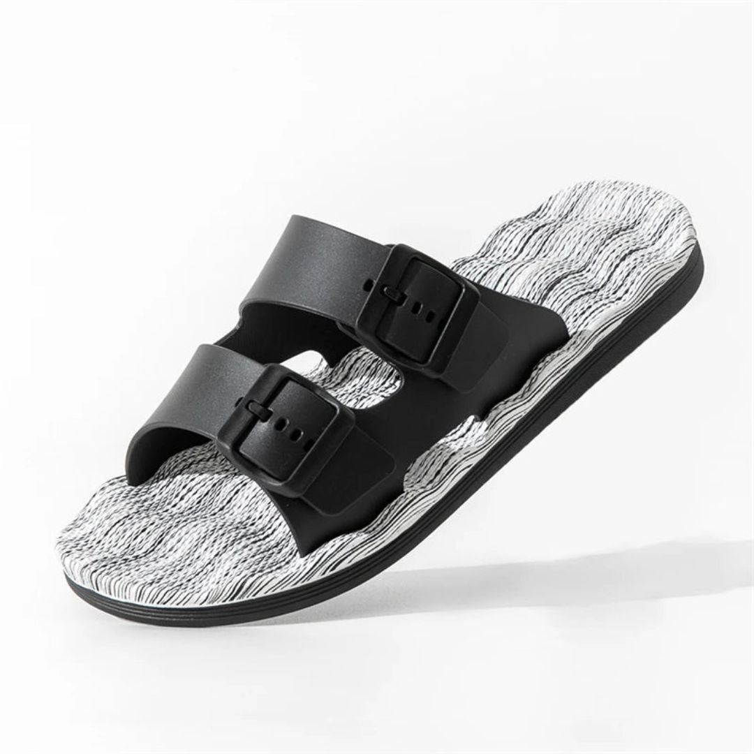 Malcom Coastwalk Sandals By TrendAura Dual Buckle Adjustable Straps Cushioned Textured Insole Ultra Lightweight Anti Slip