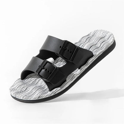 Malcom Coastwalk Sandals By TrendAura Dual Buckle Adjustable Straps Cushioned Textured Insole Ultra Lightweight Anti Slip