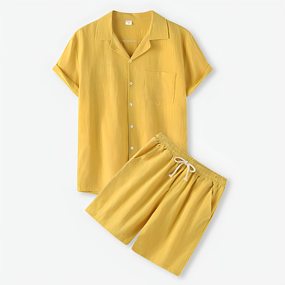 Max Men's Short Sleeve Shirt And Shorts Set Breathable Lightweight Comfort For Everyday