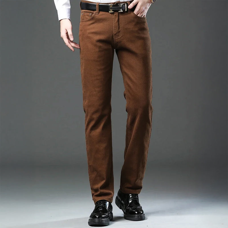 Men's Tapered Trousers Cotton Blend Five Pockets Full Length Tailored Look Nordisk Flair