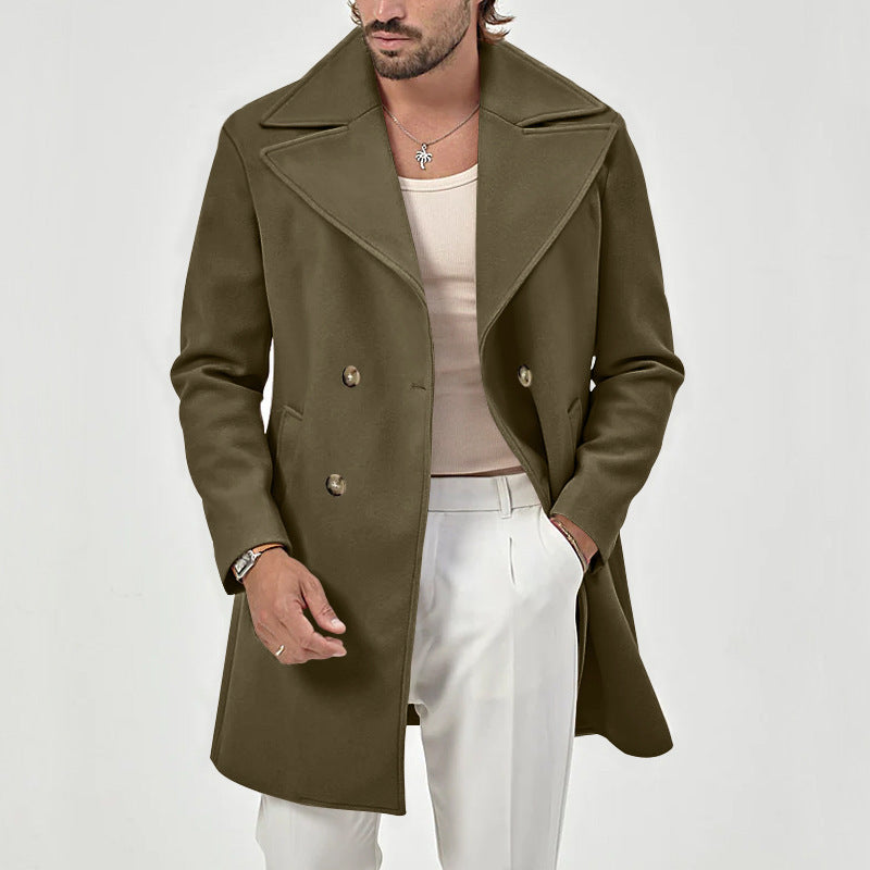 Nordisk Flair Mens Wool Coat With Tailored Fit And Double Breasted Knee Length For Formal Style