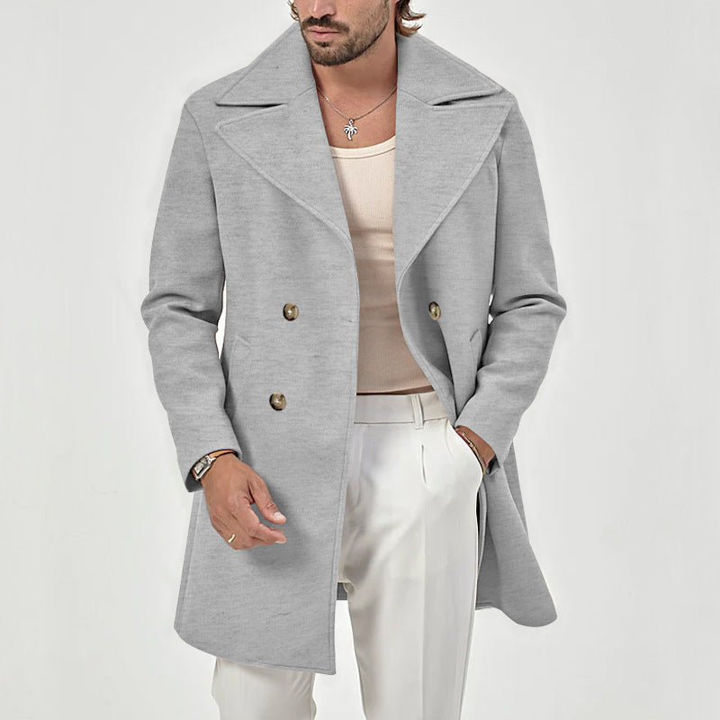 Nordisk Flair Mens Wool Coat With Tailored Fit And Double Breasted Knee Length For Formal Style