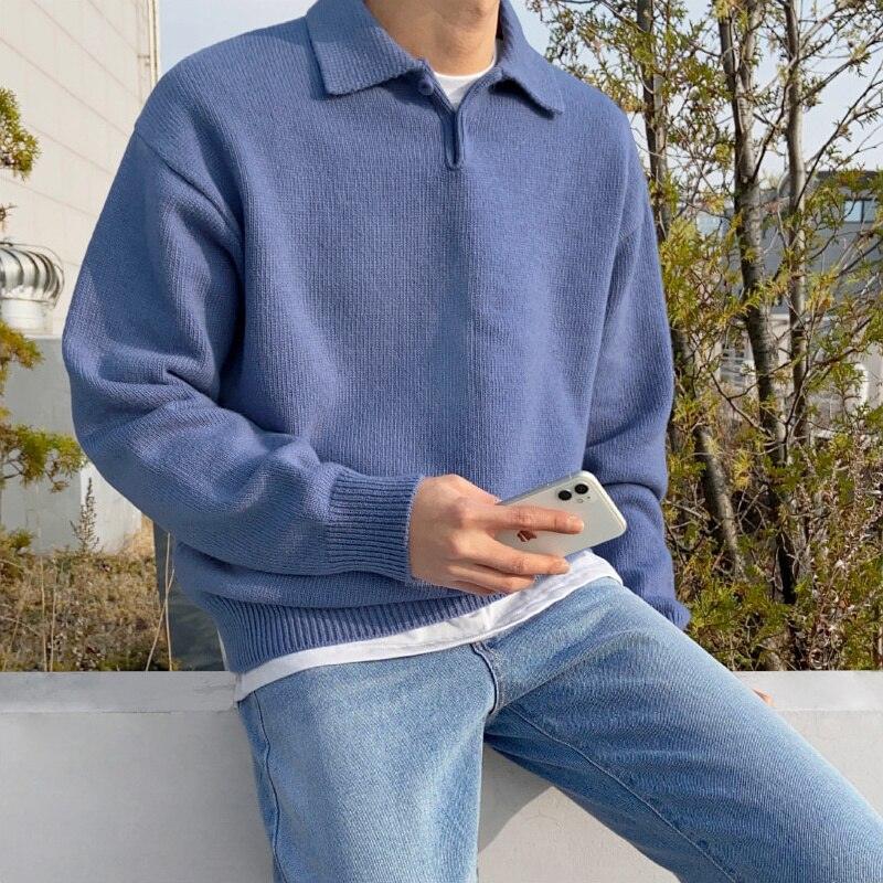 Men's Wool Polo Sweater Warm Beige Classic Knit For Men Seeking Timeless Style And Comfort