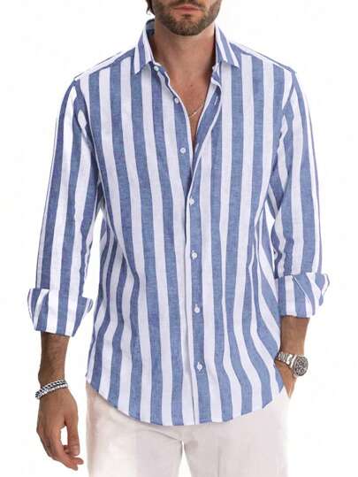 TrendAura | Men’s Striped Summer Shirt