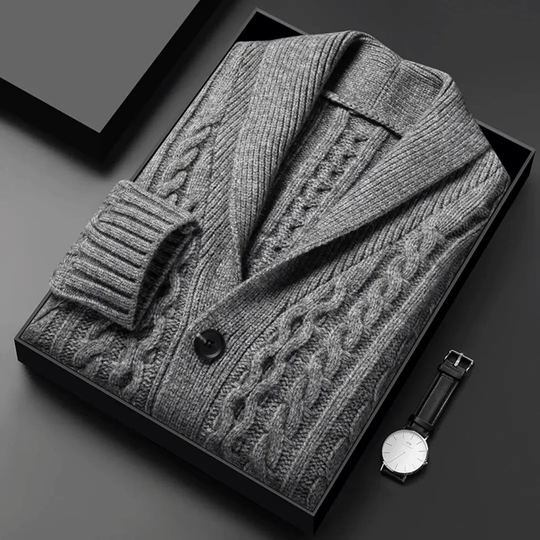 Marcus Reverie Luxurious Brushed Jacquard Knit Cardigan With Shawl Collar And Soft Touch