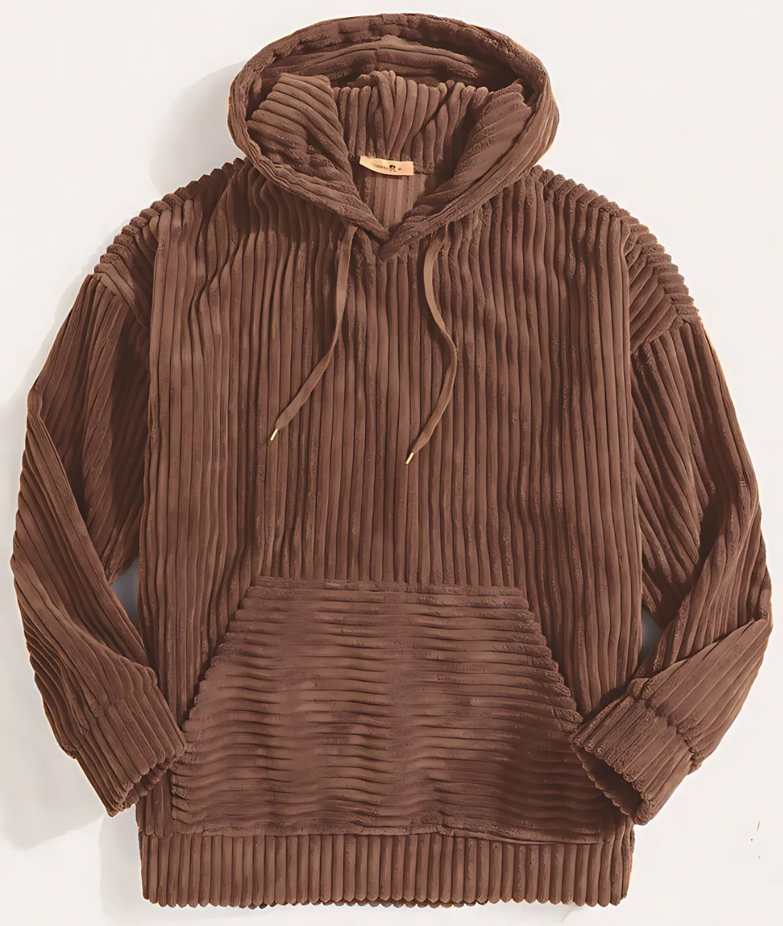 Mens Corduroy Hoodie With Hooded V Neck And Kangaroo Pocket Oversized Relaxed Fit