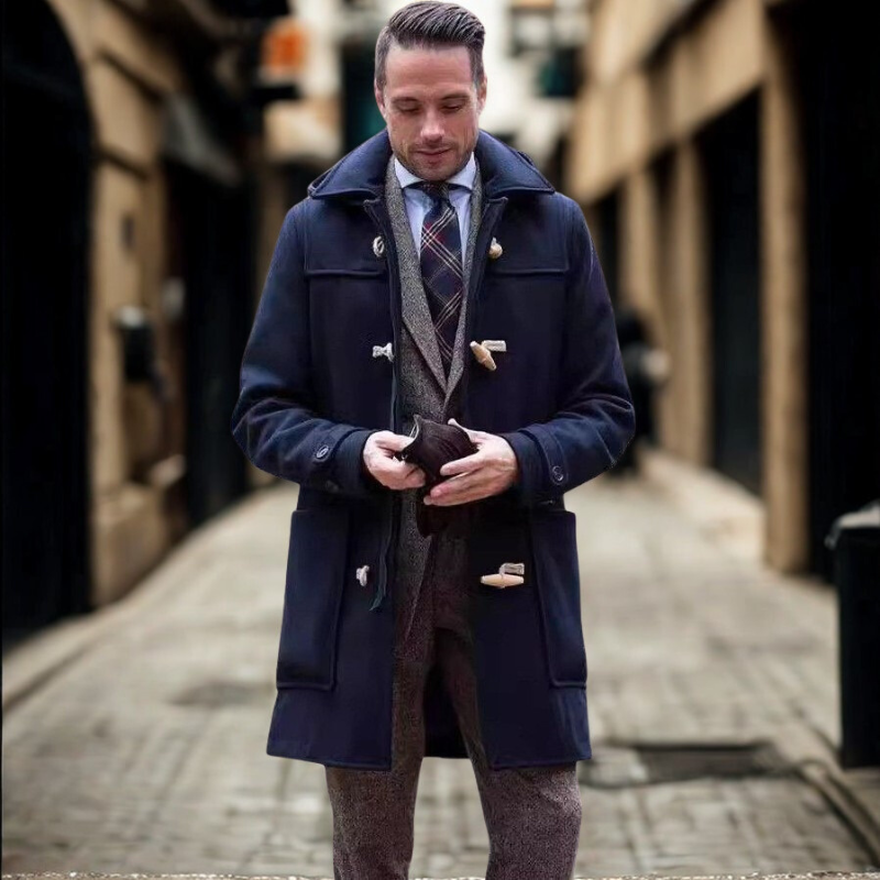 Mens Wool Blend Trench Coat Regular Fit With Hood Mid Length Toggle Closure Nordisk Flair Outerwear