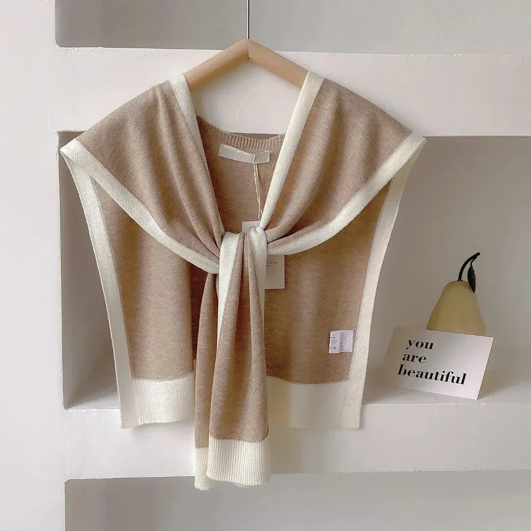Mariam Contrast-Trim Knit Shawl