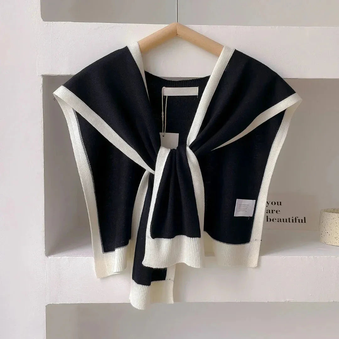 Mariam Contrast-Trim Knit Shawl