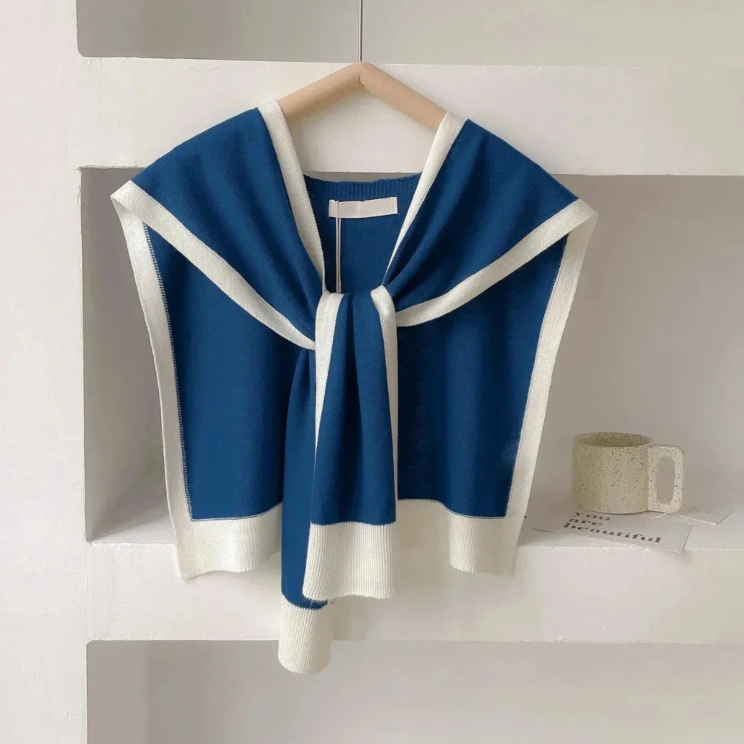 Mariam Contrast-Trim Knit Shawl