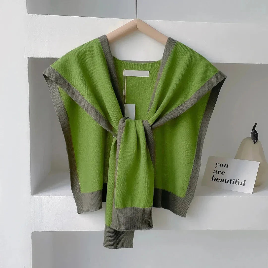 Mariam Contrast-Trim Knit Shawl