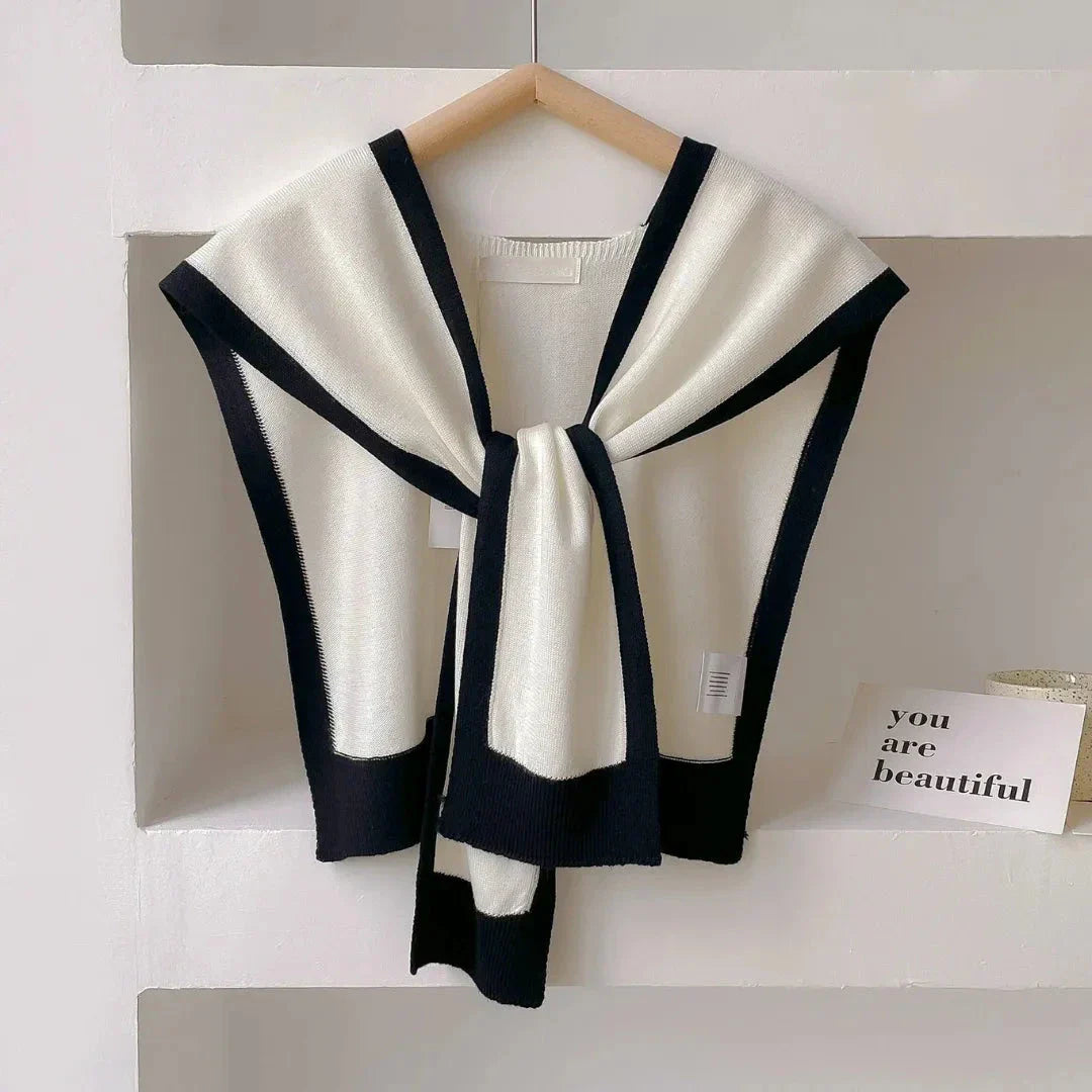 Mariam Contrast-Trim Knit Shawl