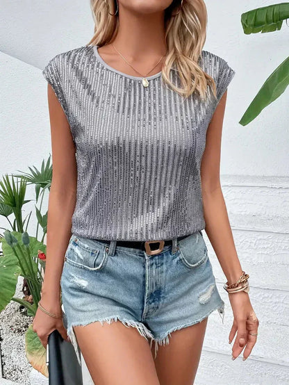 Beatrix | Elegant blouse for women with glitter and round neckline