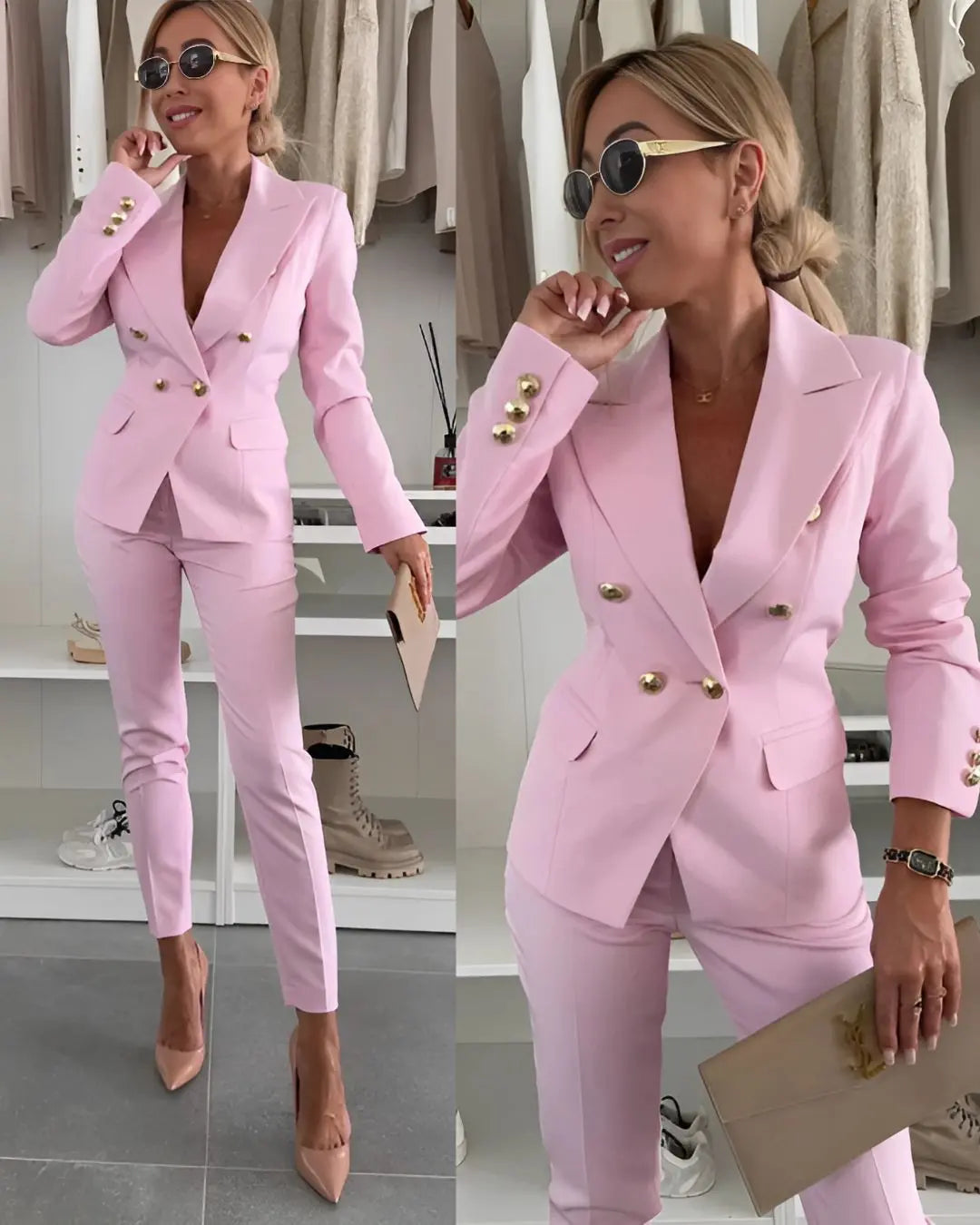 Women's suit in double-breasted design