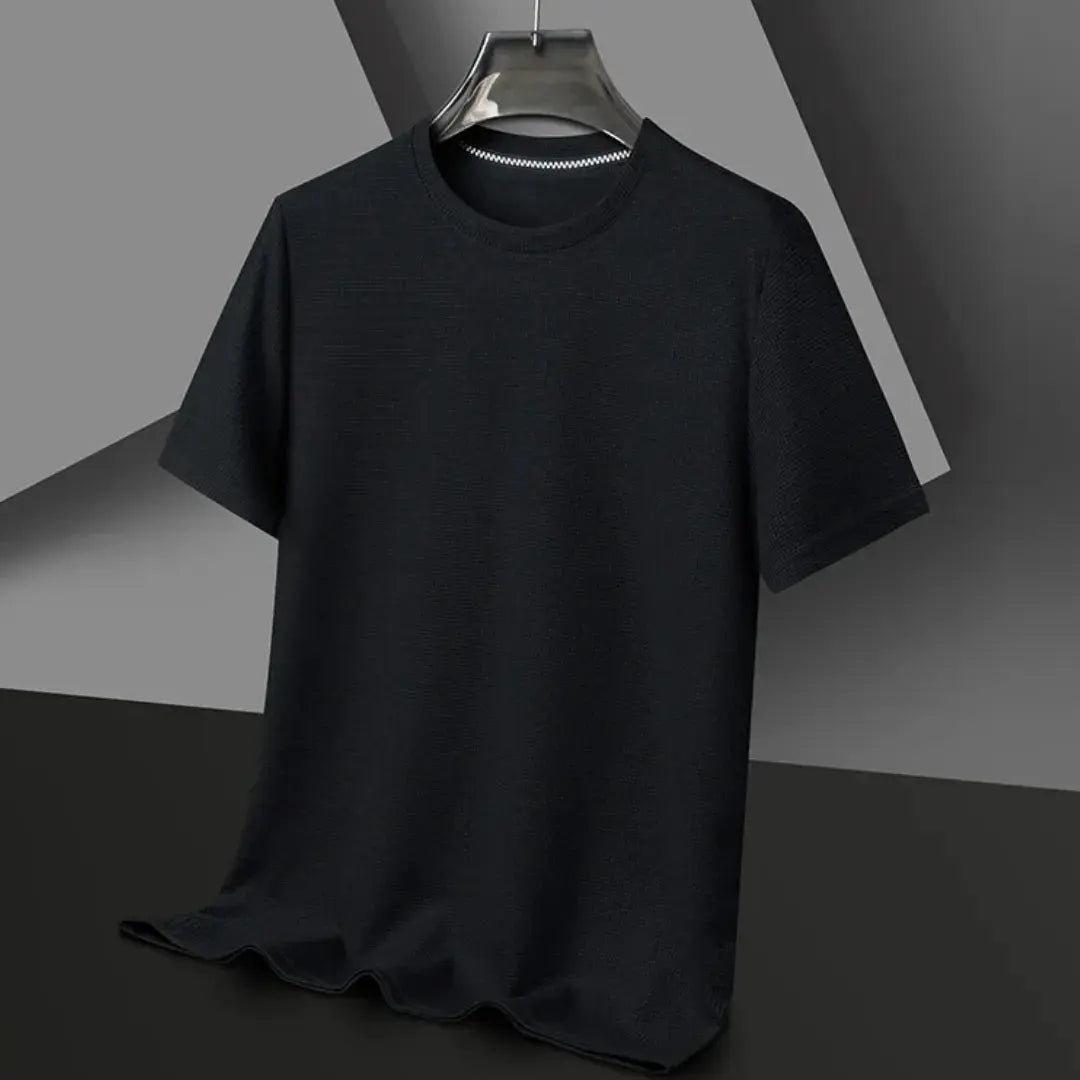 Massimo Mens Textured T Shirt With Raised Line Motifs For Dressy Casual And Everyday Versatile Style