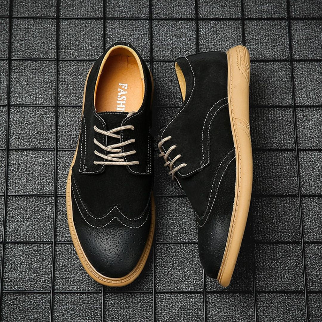 Matteo Classic Suede Oxford Shoes For Men With Shock Absorbing Sole And Lace Up Design Smart Casual Versatility
