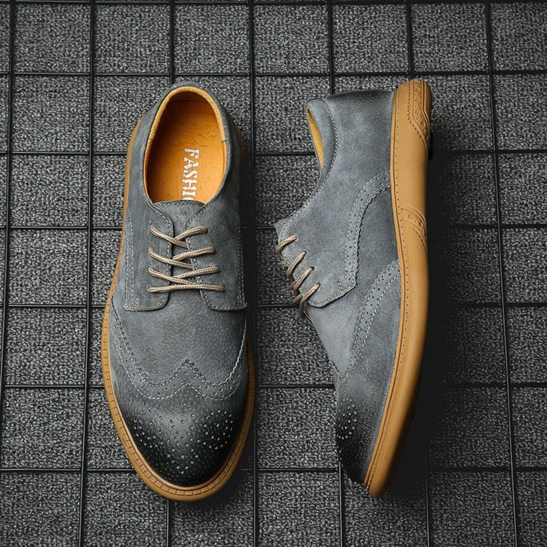 Matteo Classic Suede Oxford Shoes For Men With Shock Absorbing Sole And Lace Up Design Smart Casual Versatility