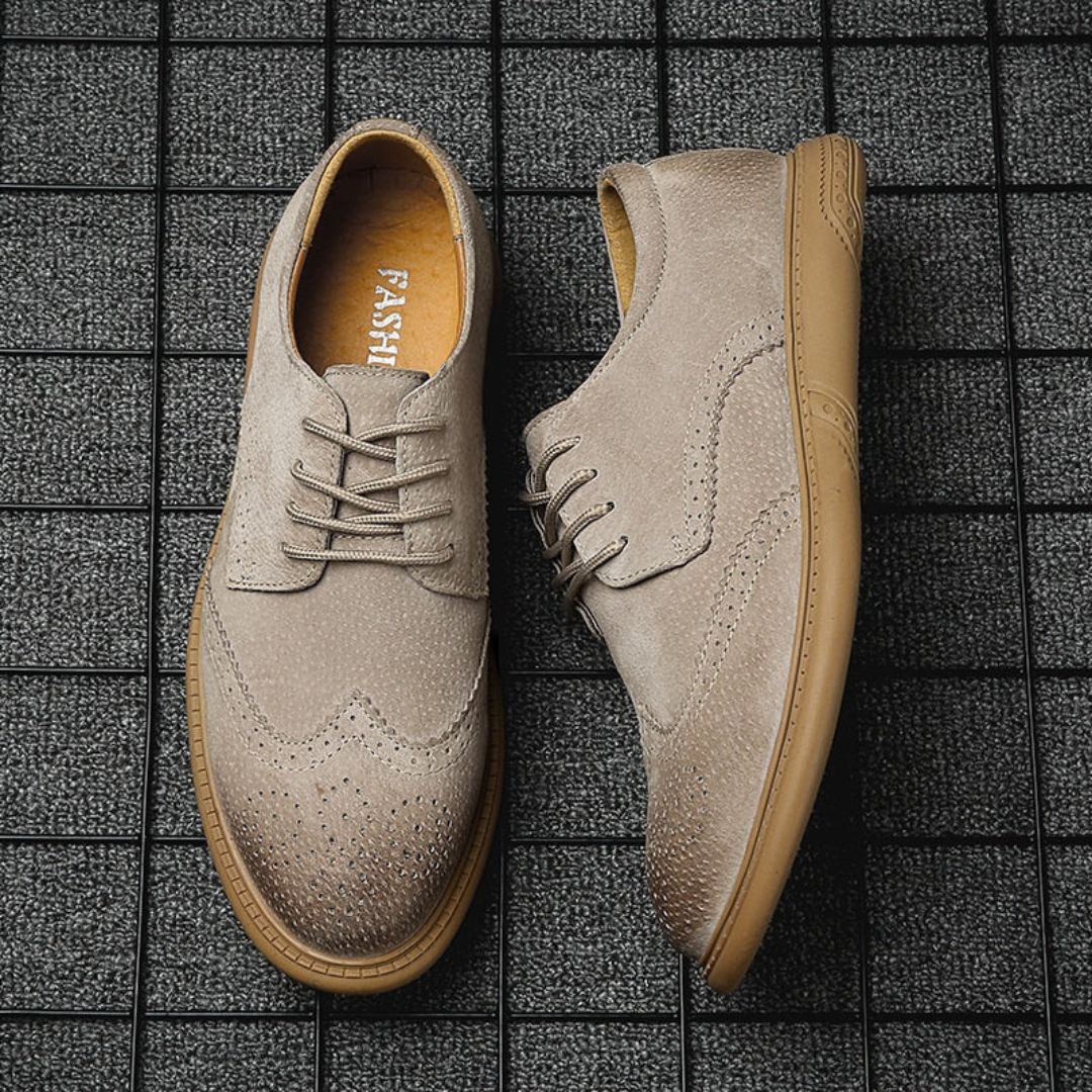 Matteo Classic Suede Oxford Shoes For Men With Shock Absorbing Sole And Lace Up Design Smart Casual Versatility