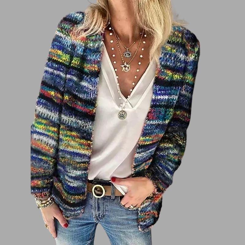 Mette Multicolored Cardigan Cozy Knit For Women Vibrant Warmth And Versatile Everyday Wear
