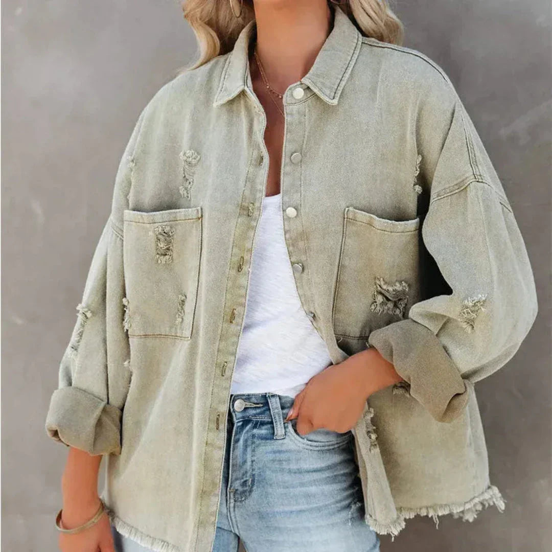 Melanie Distressed Denim Jacket