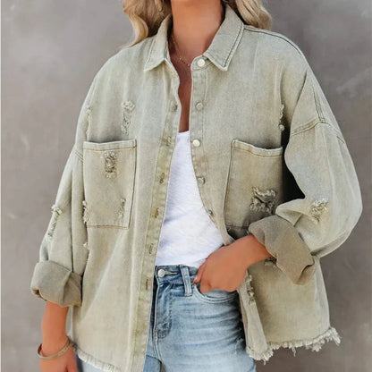 Melanie Distressed Denim Jacket