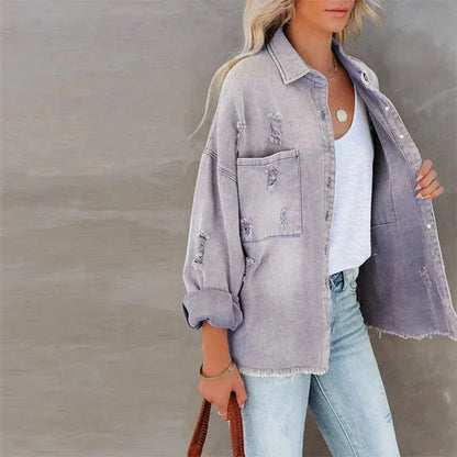 Melanie Distressed Denim Jacket