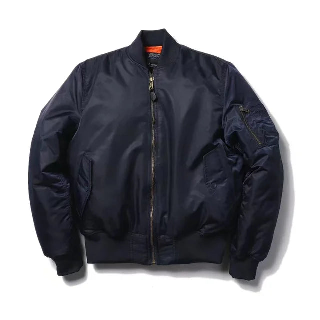 Men's Vintage Bomber Jacket With Zip Closure And Ribbed Trim For Timeless Classic Style