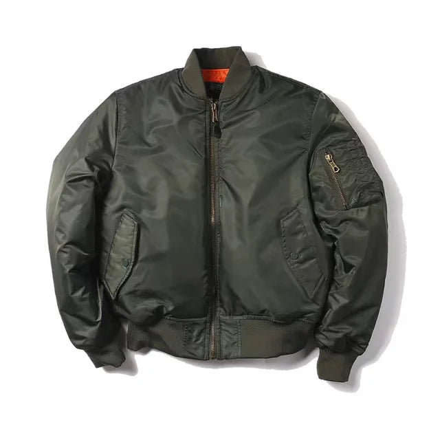 Men's Vintage Bomber Jacket With Zip Closure And Ribbed Trim For Timeless Classic Style