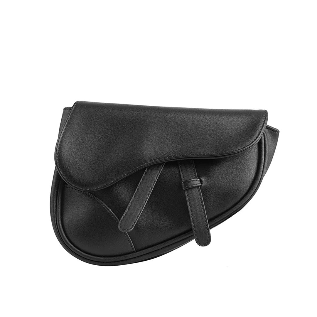 Black Crossbody Saddle Bag - TrendAura