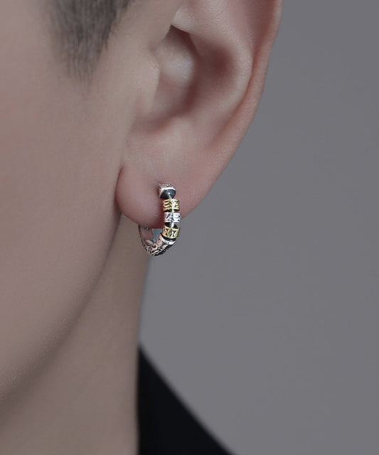 Boucles d'oreilles créoles en argent sterling et soie pour hommes - TrendAura