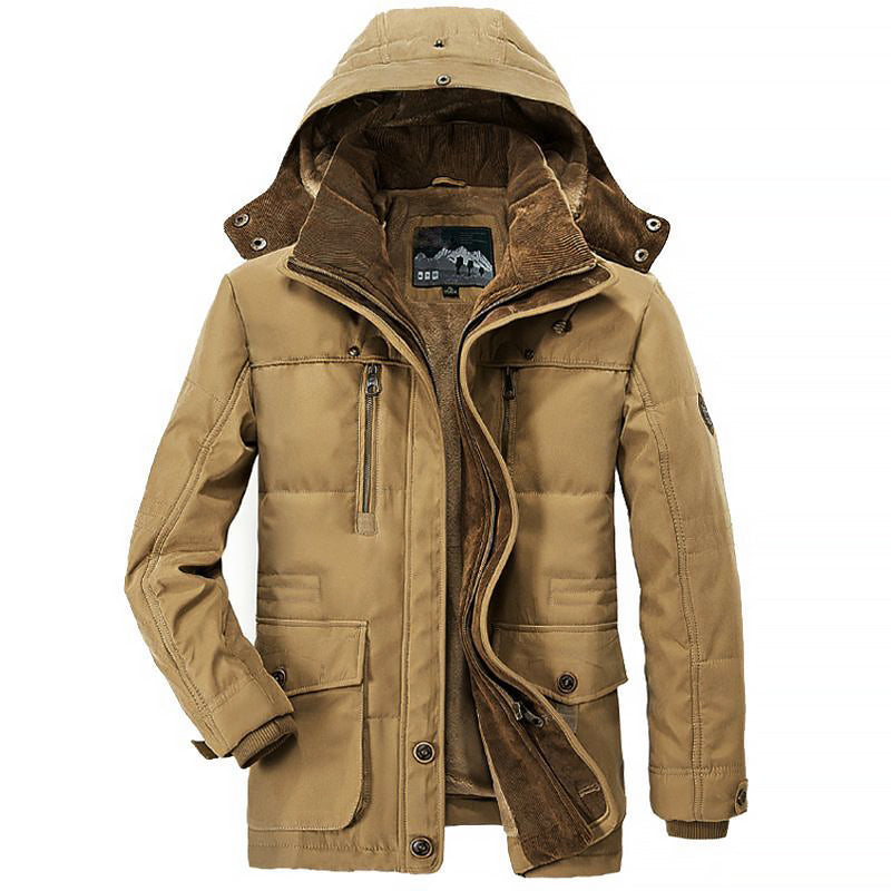 TrendAura Men's Padded Fleece Winter Jacket With Detachable Hood And Deep Pockets Durable Outer Shell