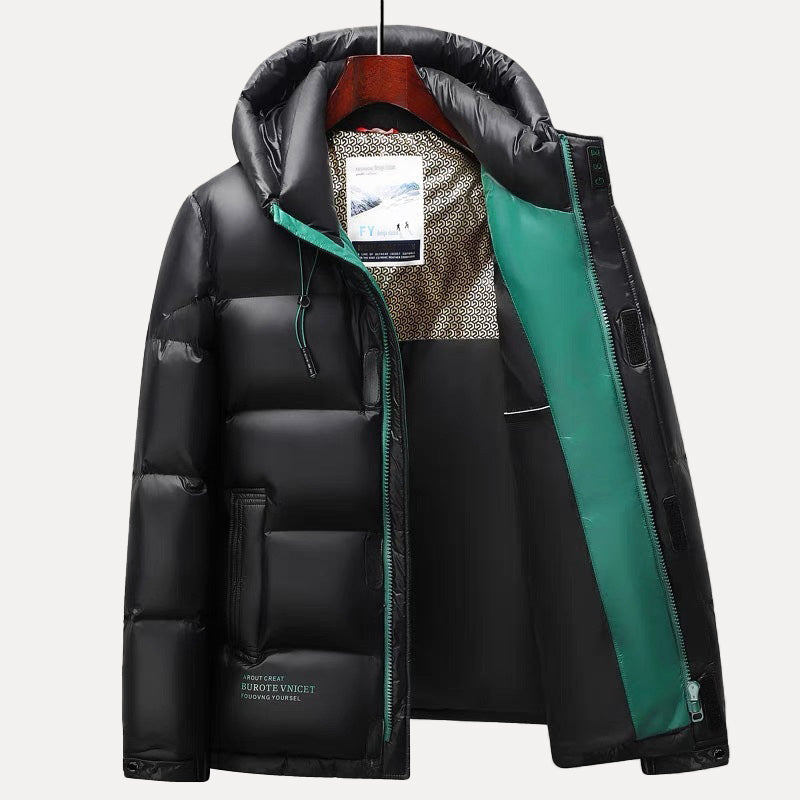 TrendAura Men’s Weather Resistant Puffer Jacket With Duck Down Filling For Warmth In Wet And Windy Conditions
