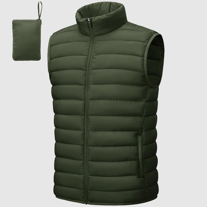 TrendAura Men's Puffer Vest Waterproof Packable Insulated Stand Collar With Zip Pockets For Outdoor Wear
