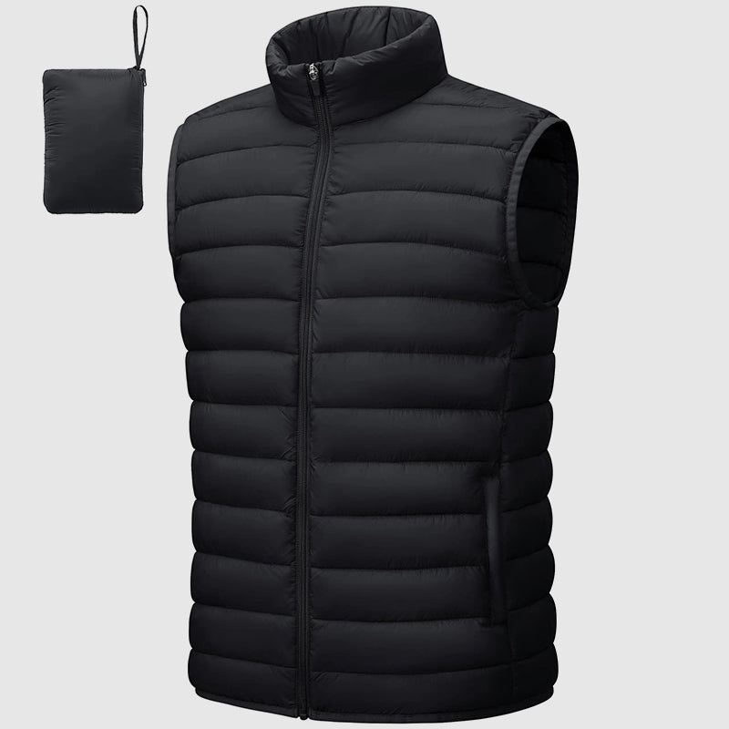 TrendAura Men's Puffer Vest Waterproof Packable Insulated Stand Collar With Zip Pockets For Outdoor Wear