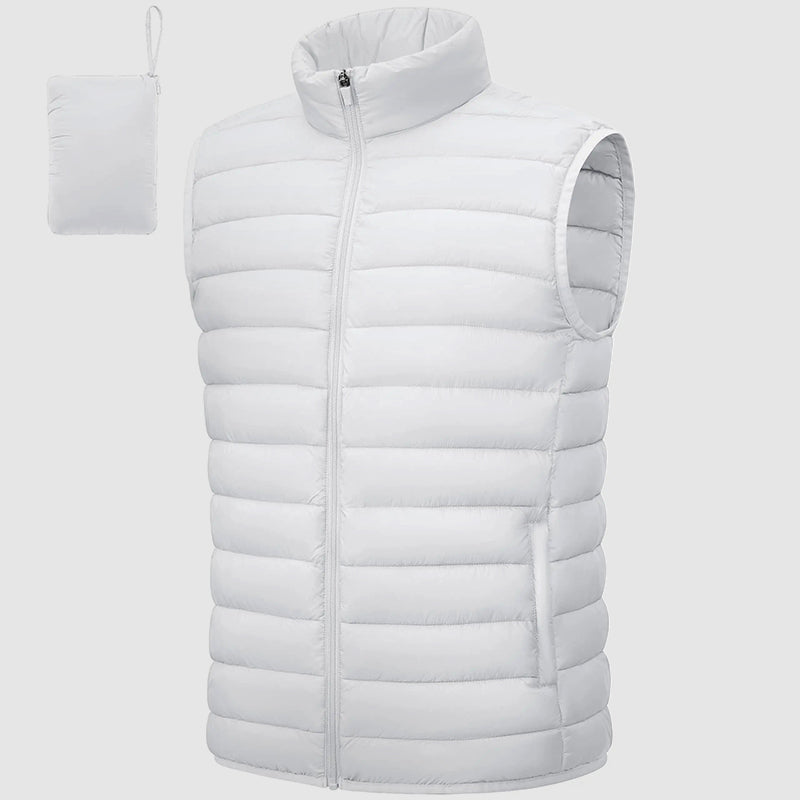 TrendAura Men's Puffer Vest Waterproof Packable Insulated Stand Collar With Zip Pockets For Outdoor Wear