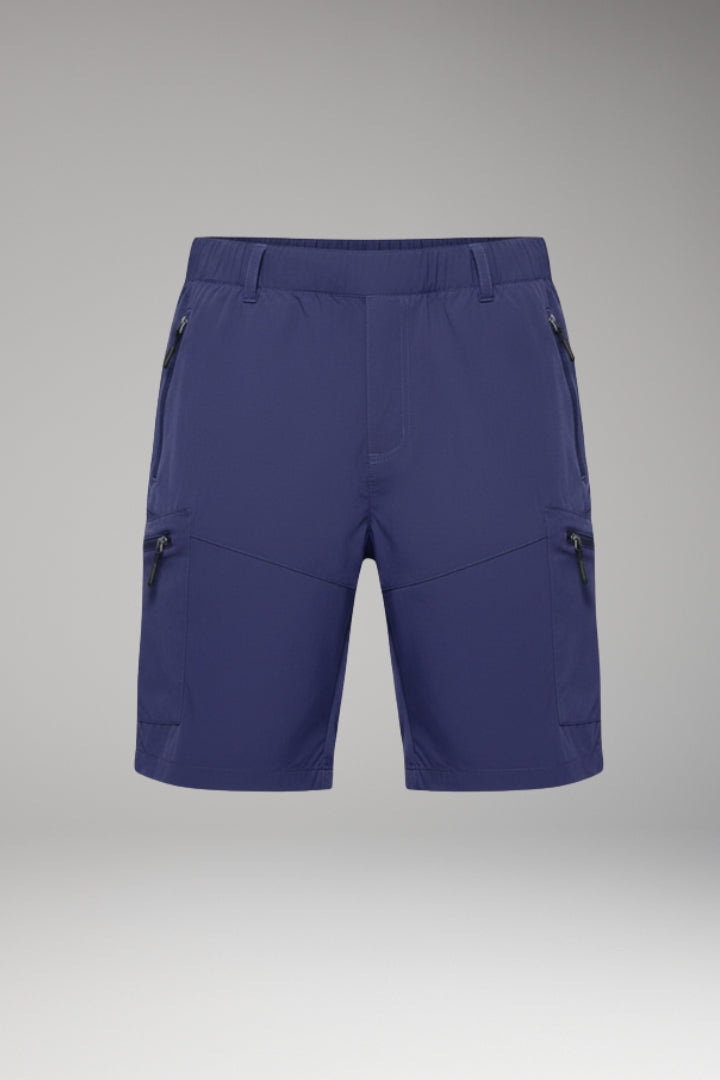 Men's Cargo Shorts with Elastic Waistband and Zippered Pockets - TrendAura