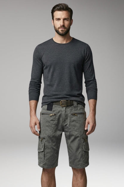 Men's Cargo Shorts with Multiple Pockets and Belt Loops