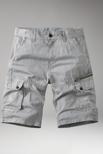 Men's Cargo Shorts with Zip Pocket and Flap Pockets - TrendAura